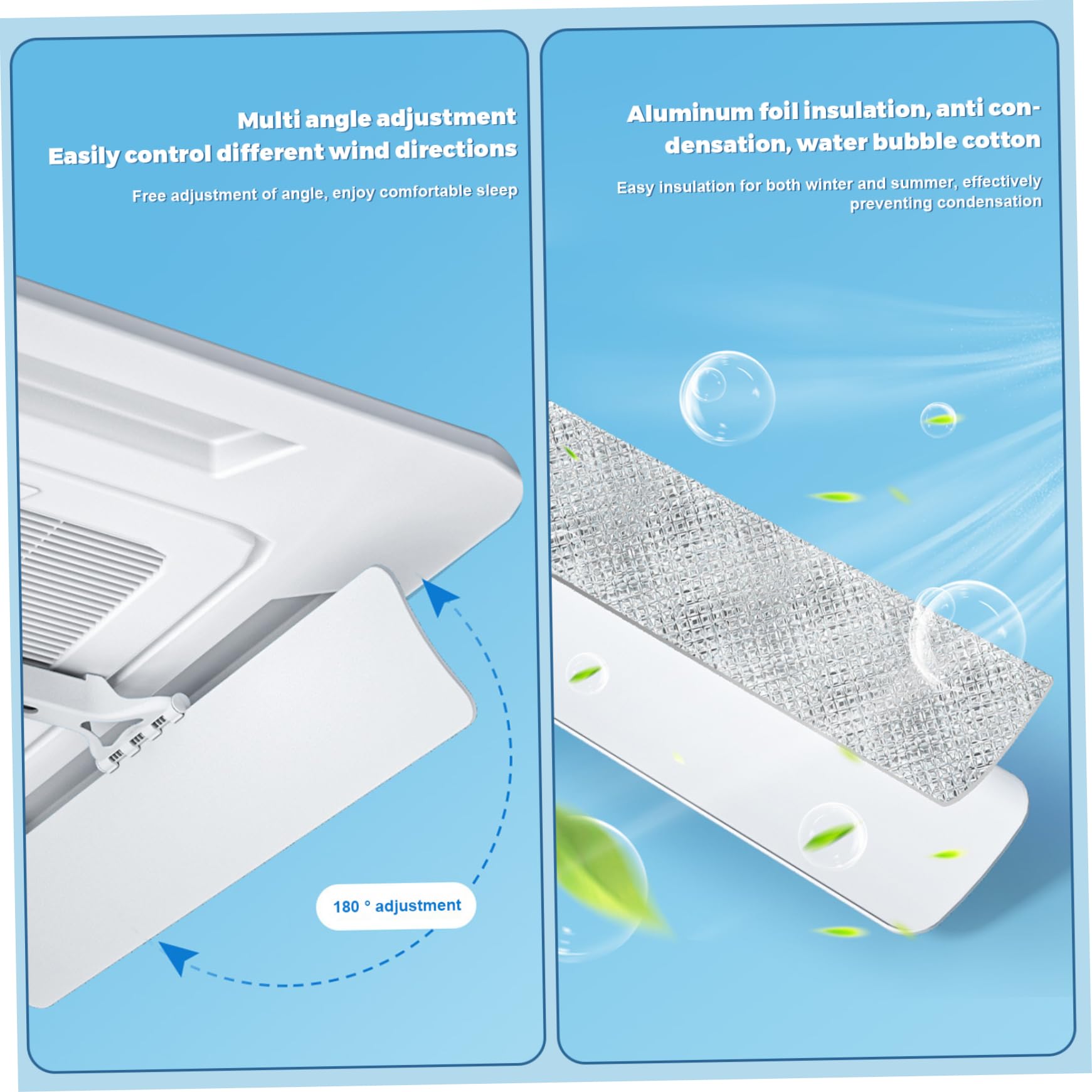 Deflector de ventilación de Aire de 4 Piezas, Deflector de ventilación de CA ABS Ajustable con Gancho, anticondensación y anticaída para el hogar, la Oficina y la Tienda