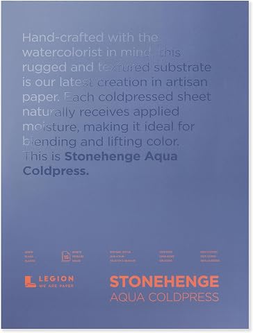 Stonehenge Aqua Suluboya Bloğu, 63,5 kg, Soğuk Pres, 12 x 16 inç, 15 Yaprak, Beyaz