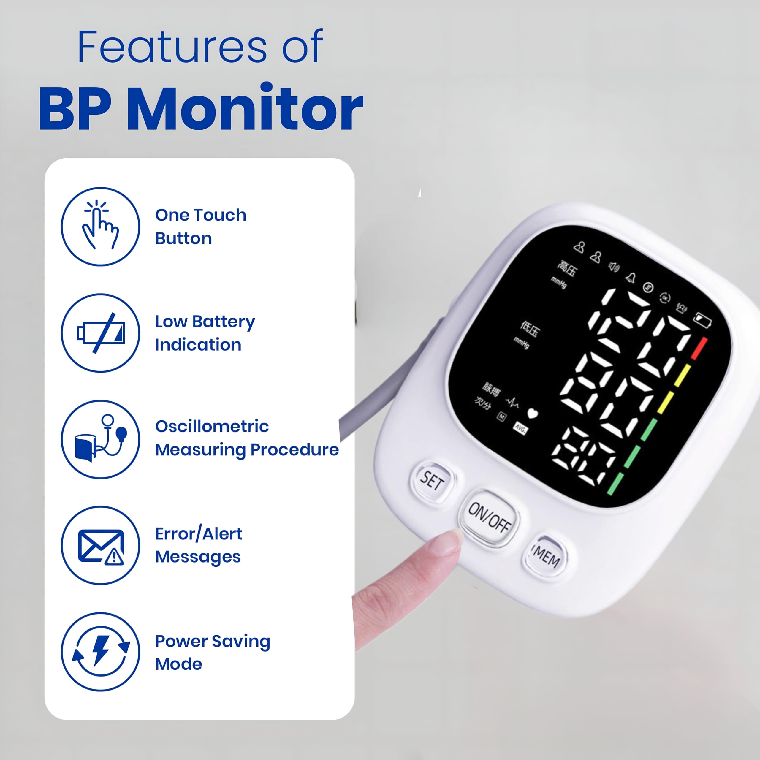 AccuTrust Digital Blood Pressure Monitor Machine for Arm | Automatic BP Apparatus with Large LED Display, 99 Memory Readings for 2 Users, Dual Power (USB + Battery), High Accuracy & Hypertension Indicator 3