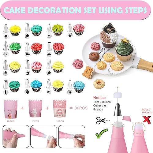 Miniatura 6 de Juego de 76 piezas para hornear y cocinar para niños, delantal para padres e hijos, kit de decoración de tartas, bolsas y puntas, utensilios de