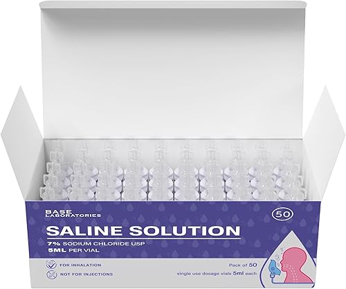 Miniatura 6 de BASE LABORATORIES Solución salina al 7% para máquina nebulizadora Solución salina para inhalación e irrigación nasal Alta concentración del 7% l