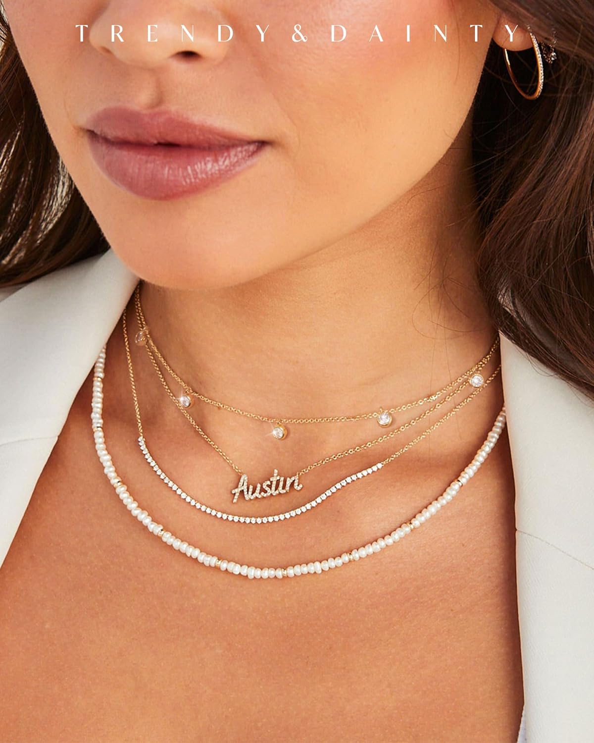 FUNEIA Dainty Silver Gold Necklaces for Women Trendy Non Tarnish 14K Gold Plated Cubic Zirconia Necklace Layered Cute Butterfly Heart Station Choker Necklace Stack for Wedding Prom Brides Jewelry - Image 8