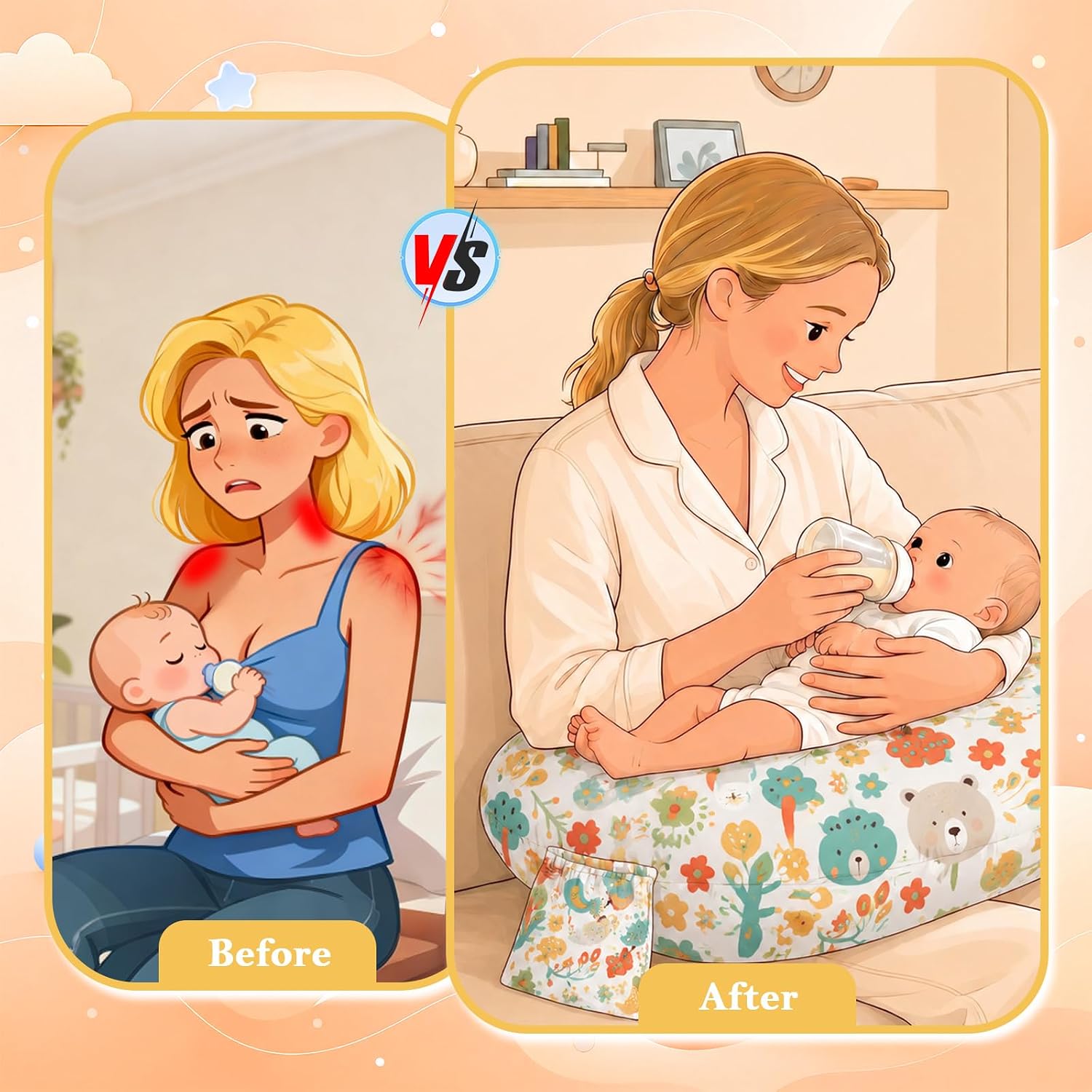 Nursing Pillow, Breastfeeding Pillow with Safety Buckle - Upgraded Design for Breastfeeding & Bottle Feeding, Large Size for Tummy Time & Sitting Support, Breathable Washable Cover thumbnail