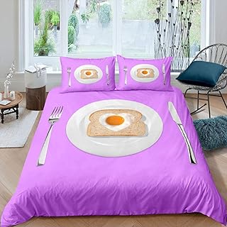 Pojedyncza poszewka na kołdrę zestaw nóż do chleba jajko i widelec, zestaw pościeli z miękkiej mikrofibry, poszewka na kołdrę 135 x 200 cm i 1 poszewka na poduszkę 50 x 75 cm z ukrytym zamkiem błyskawicznym
