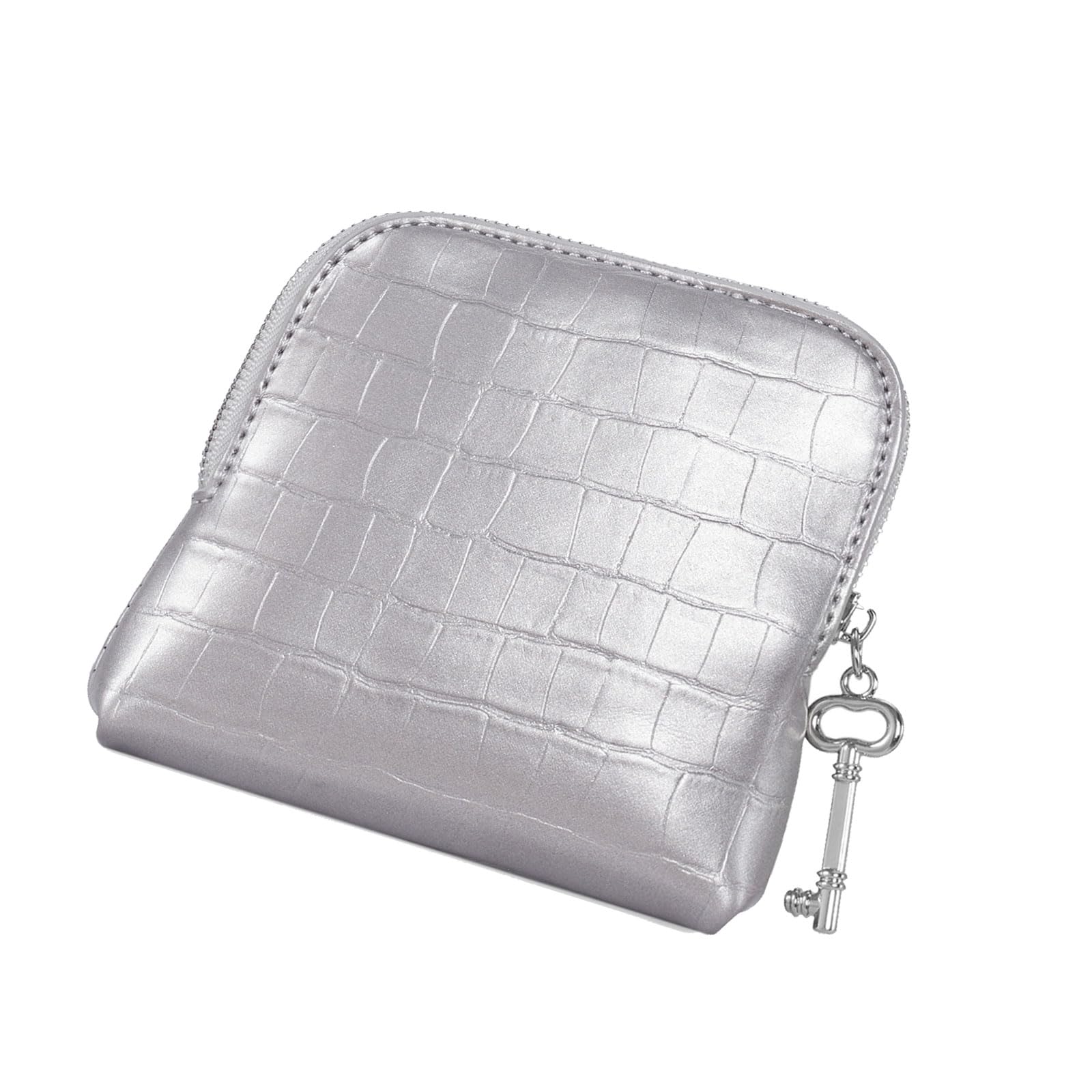 Shntig Compact Accessory Holder Jewelry Case Smooth PU Storage Bag Spacious Layout Protects Rings Bracelets From Scratches Elegant Silver Jewelry
