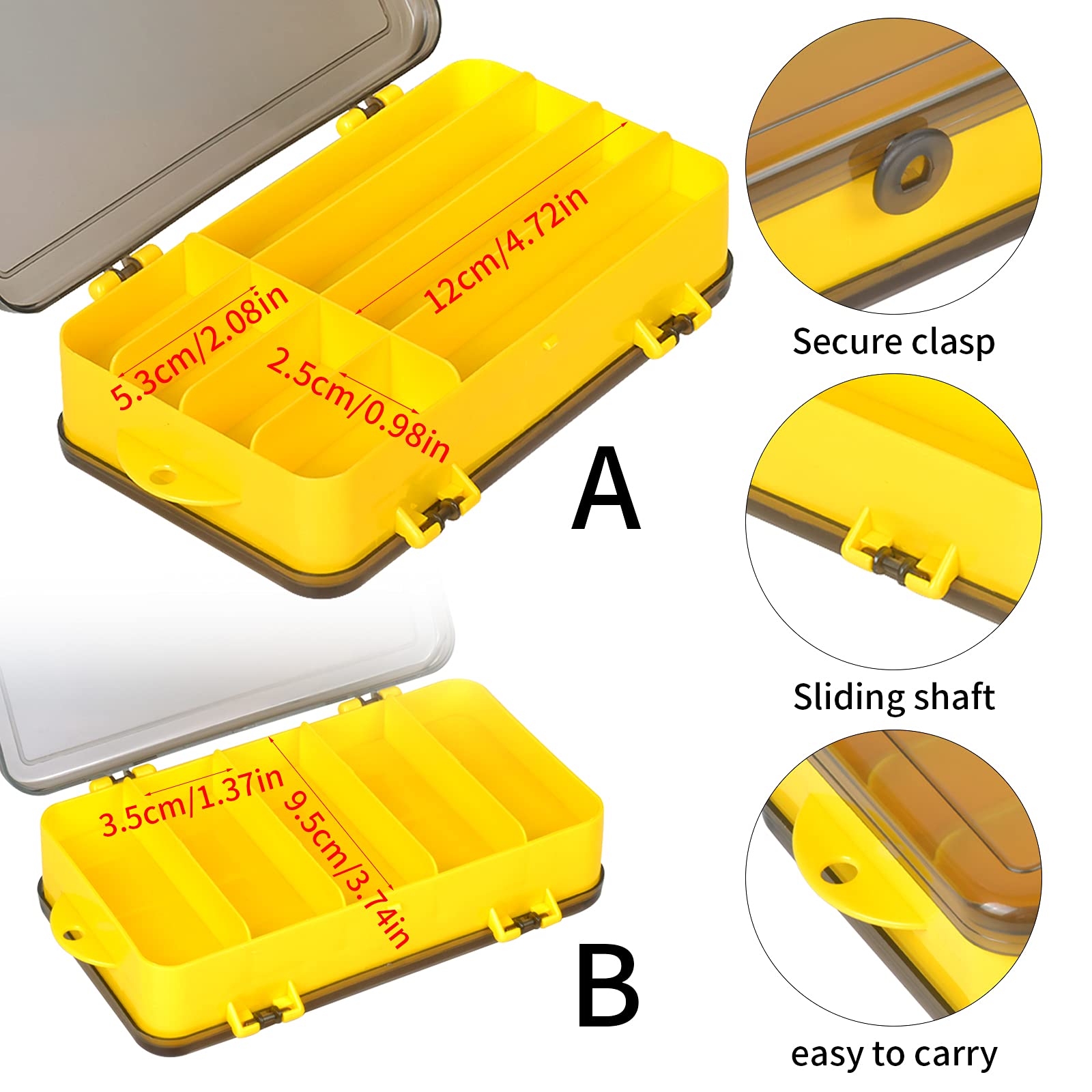 Fishing Tackle Box Storage, Plastic Fishing Lure Storage Case, walizka wędkarska, pudełko do przechowywania akcesoriów wędkarskich, przezroczysty, wodoszczelny organizer na akcesoria wędkarskie