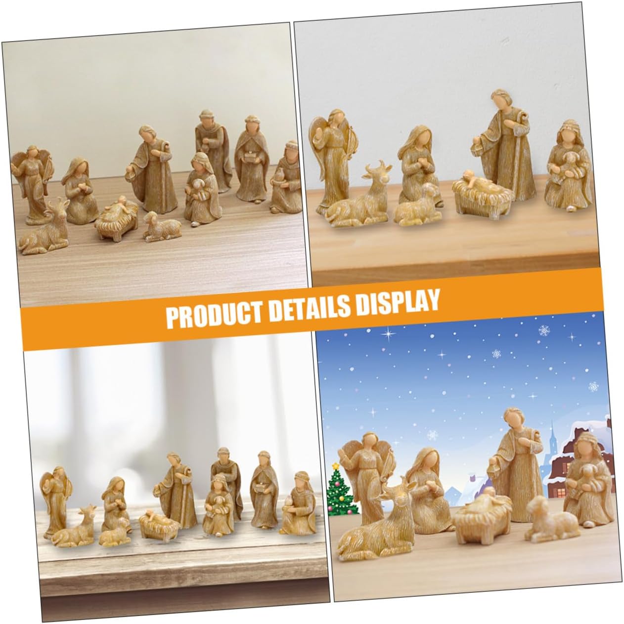 10pcs Small Resin Nativity Set Christmas Nativity Ornaments Jesus Birth Figurines Holiday Home Décor Tabletop Manger Scene for Religious Decoration