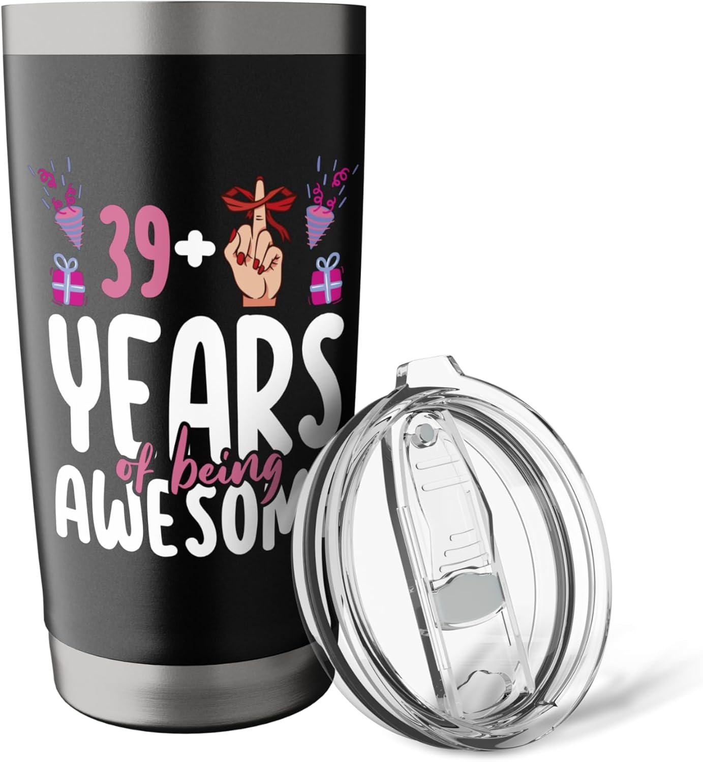 I am 39 Plus 1 Middle Finger Funny 40th Birthday Women F You Stainless Steel Insulated Tumbler - Image 5