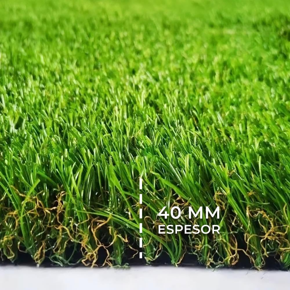 YOEVU - Césped Artificial Realista 40mm, Verde, 1x10 Metros, Resistente a UV y Clima, Instalación Fácil, Sin Mantenimiento, Seguro para Niños y Mascotas, Uso Exterior