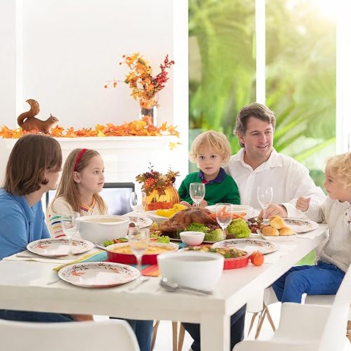 Vista 28 de Platos y servilletas de Navidad, platos de papel de Navidad, juego de vajilla desechable para fiestas que sirve para 24 invitados, juego de platos