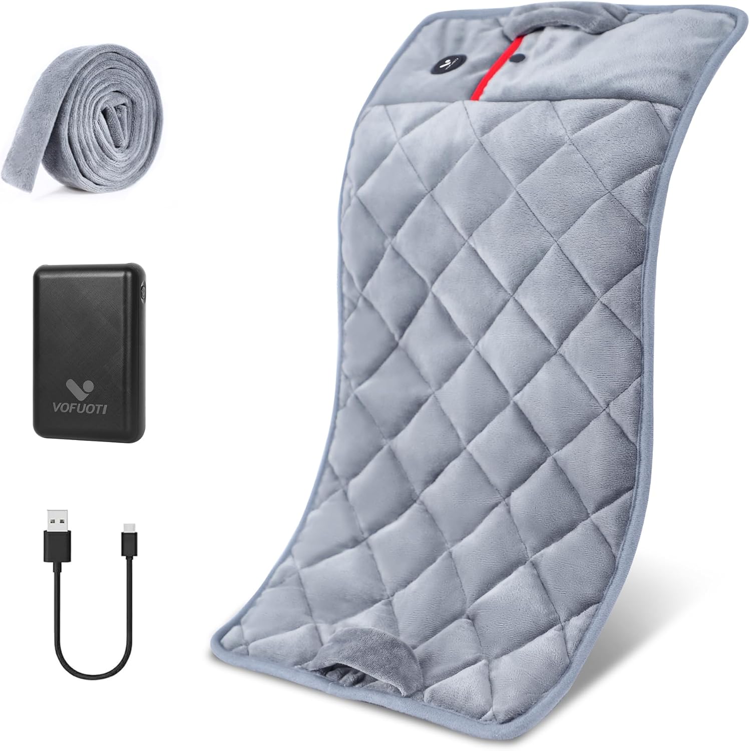 Vofuoti Portable Heating Pad, Cordless Weighted Heating Pads with 10000mAh Battery and 3 Heat Settings, Electric Heated Pad for for Back, Abdomen, Neck & Shoulder, Gift for Family, 12" x 24"