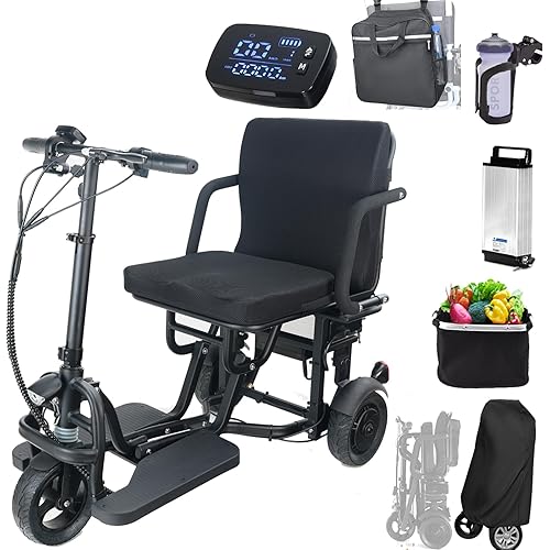 [2025] Folding Mobility Scooter, 20 Miles Airline Approved Mobility Scooters, Automatic Cruise Control, Folding Scooter for Adults 300lbs, 9.3mph 3 Wheel Electric Scooter, No Assembly Required