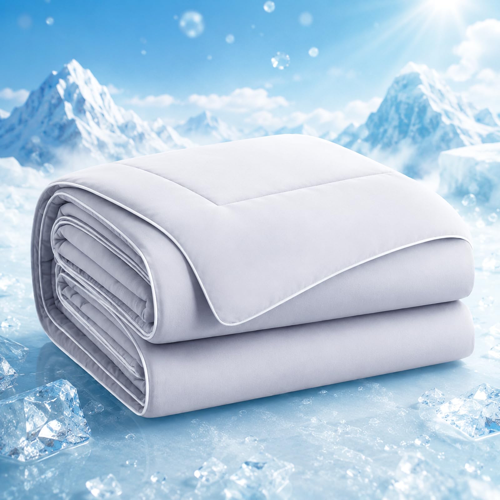 Photo 1 of Seyfote Cooling Blanket Queen Size – Double-Sided Cooling Comforter for Hot Sleepers,Night Sweats & Menopause, Lightweight Summer Comforter,Breathable,Hypoallergenic,Oeko-TEX Certified, 90"x90",Grey