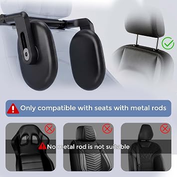 Adjustable Car Headrest Pillow with Two Hooks