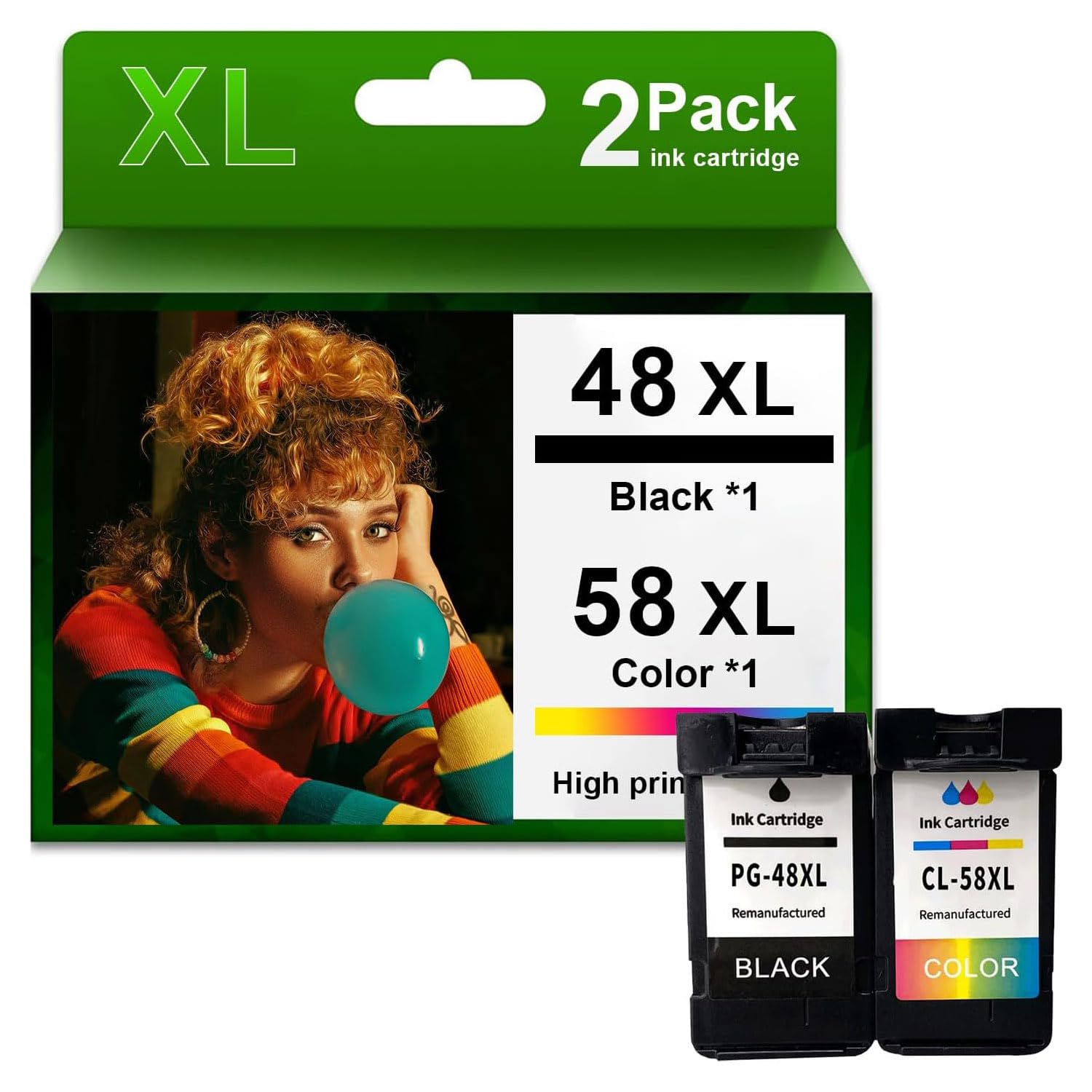 Cartucce D'inchiostro Ad Alta Resa 48XL 58XL Compatibili per 48 58 Cartucce D'inchiostro Sostituisci L'uso per Canon PIXMA E478 E478R E3480 E488 E468 E418 E408 E4280 E4580,Suits-1 Set
