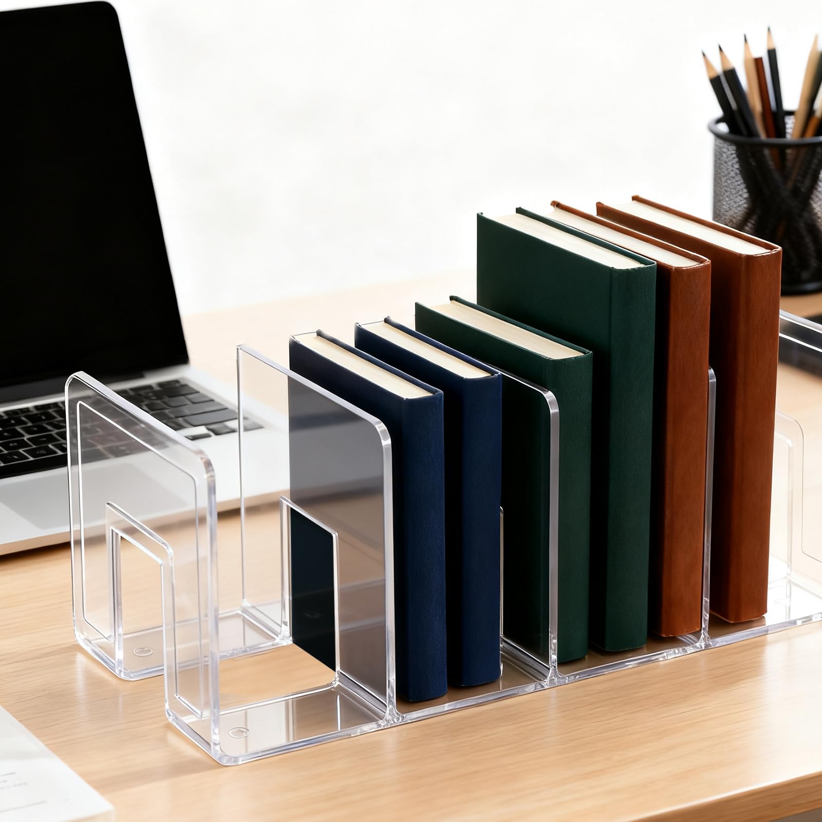 Akrylowy organizer na dokumenty, 4-częściowy przezroczysty organizer na teczki na dokumenty, gruby stojak do przechowywania w biurze na książki, koperty, pocztę, dokumenty, notatnik