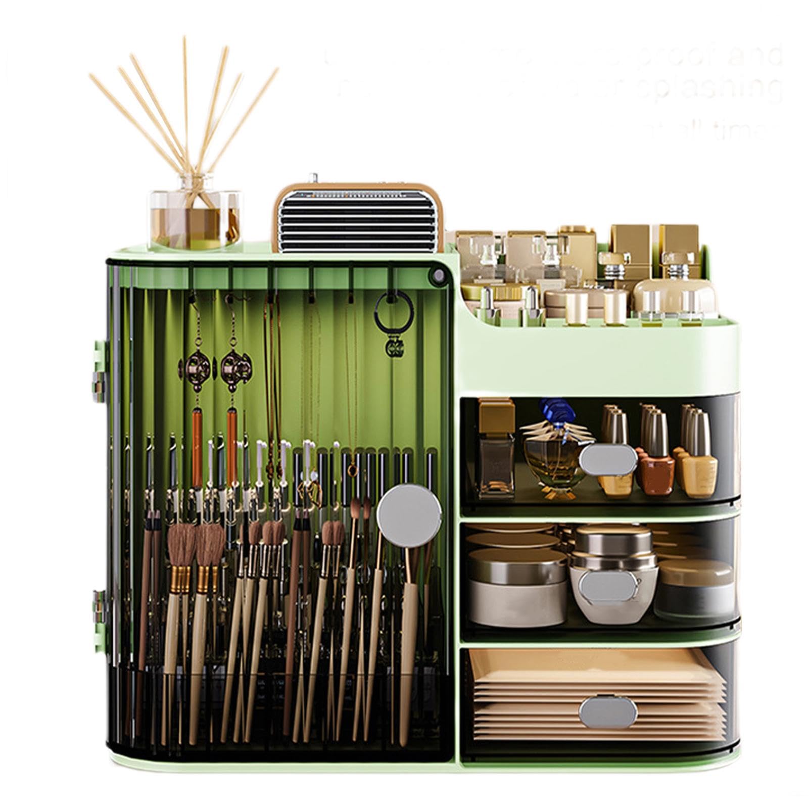 Boîte de rangement pour cosmétiques – Tiroir de bureau de grande capacité | avec plusieurs compartiments | Récipient cosmétique idéal pour femme pour mascara, pinces à cheveux, produits à sourcils, etc