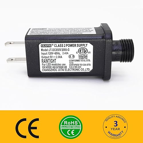 Miniatura 7 de PremierAdapter CZJUTAI JT-DC050V1000 5V1A JT-DC050V2000 JT-DC050V3000 IP44 Controlador LED de bajo voltaje CA de repuesto para cadena de luz, luz de