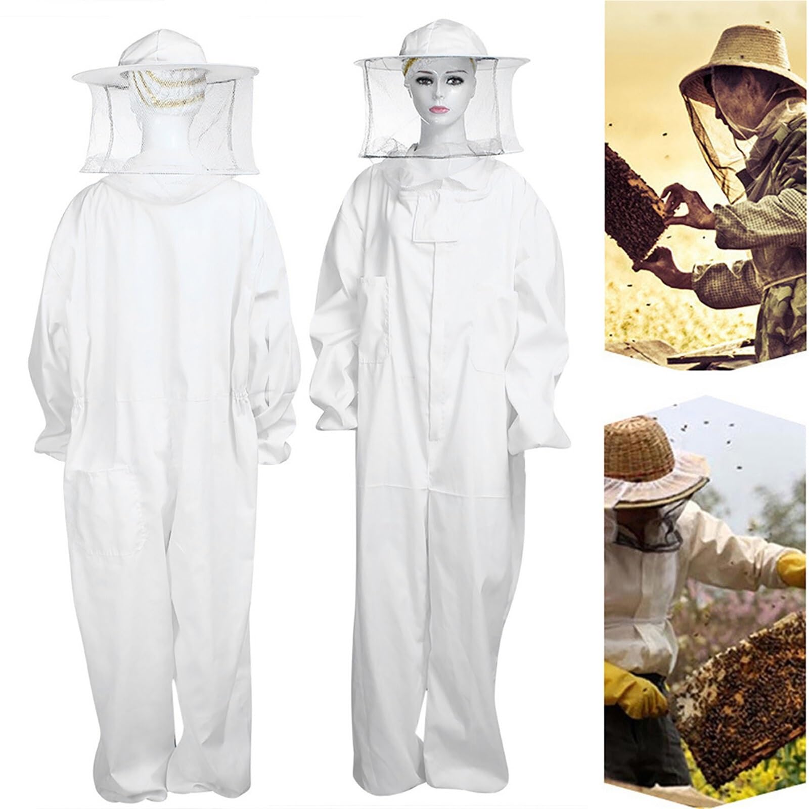 Traje de apicultor Profesional Traje de apicultura con protección completa contra picaduras y sombrero redondo. Suministros for hombres(XL)