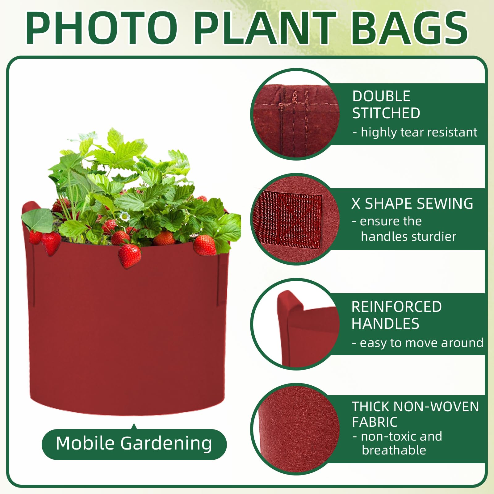 Lot de 12 sacs de culture de pommes de terre, sacs de plantation de pommes de terre, sacs de culture colorés avec poignées, pots de fleurs de jardin avec fenêtre de récolte pour pommes de