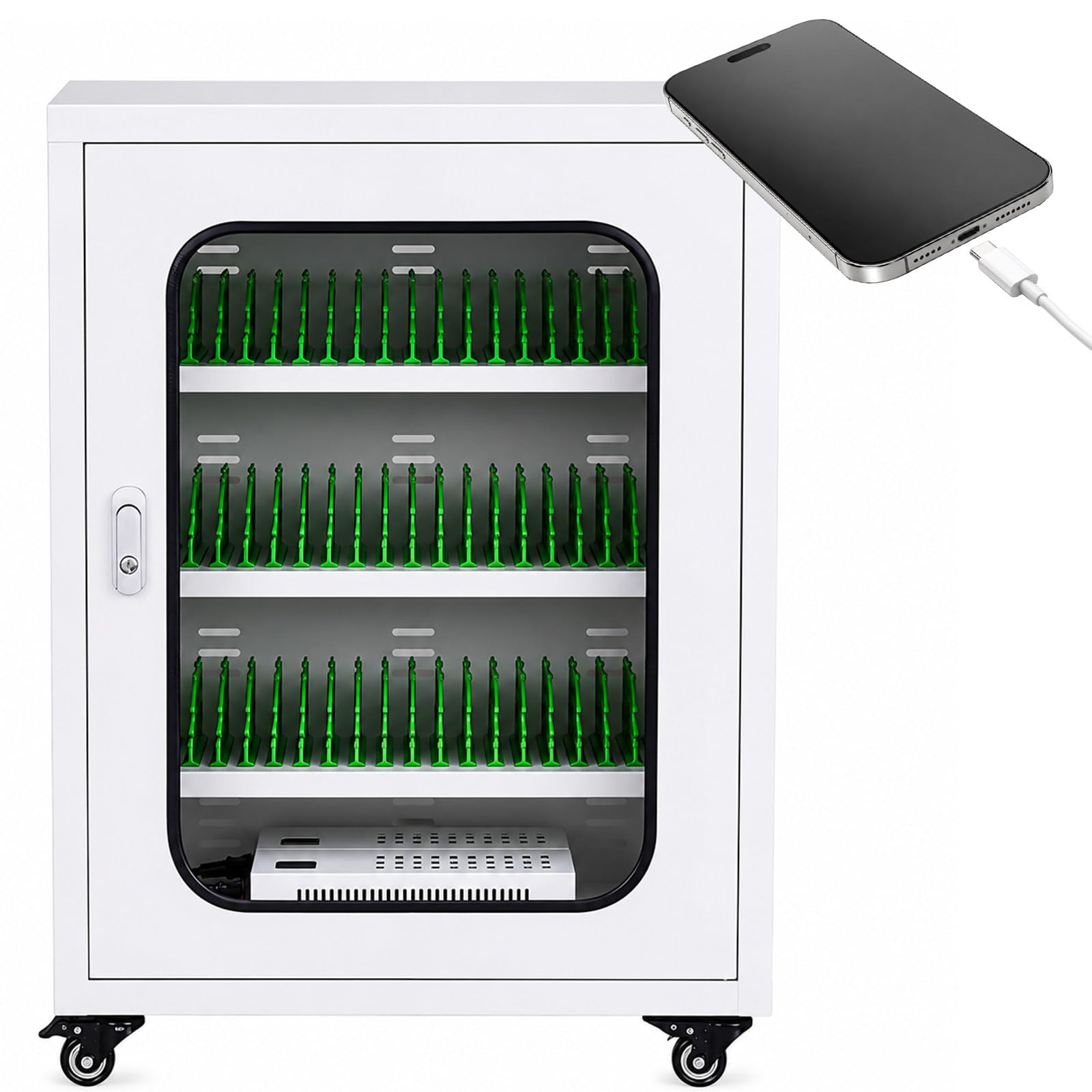 Estación de Carga USB Portátil con Cerradura y Compartimentos 60Slots