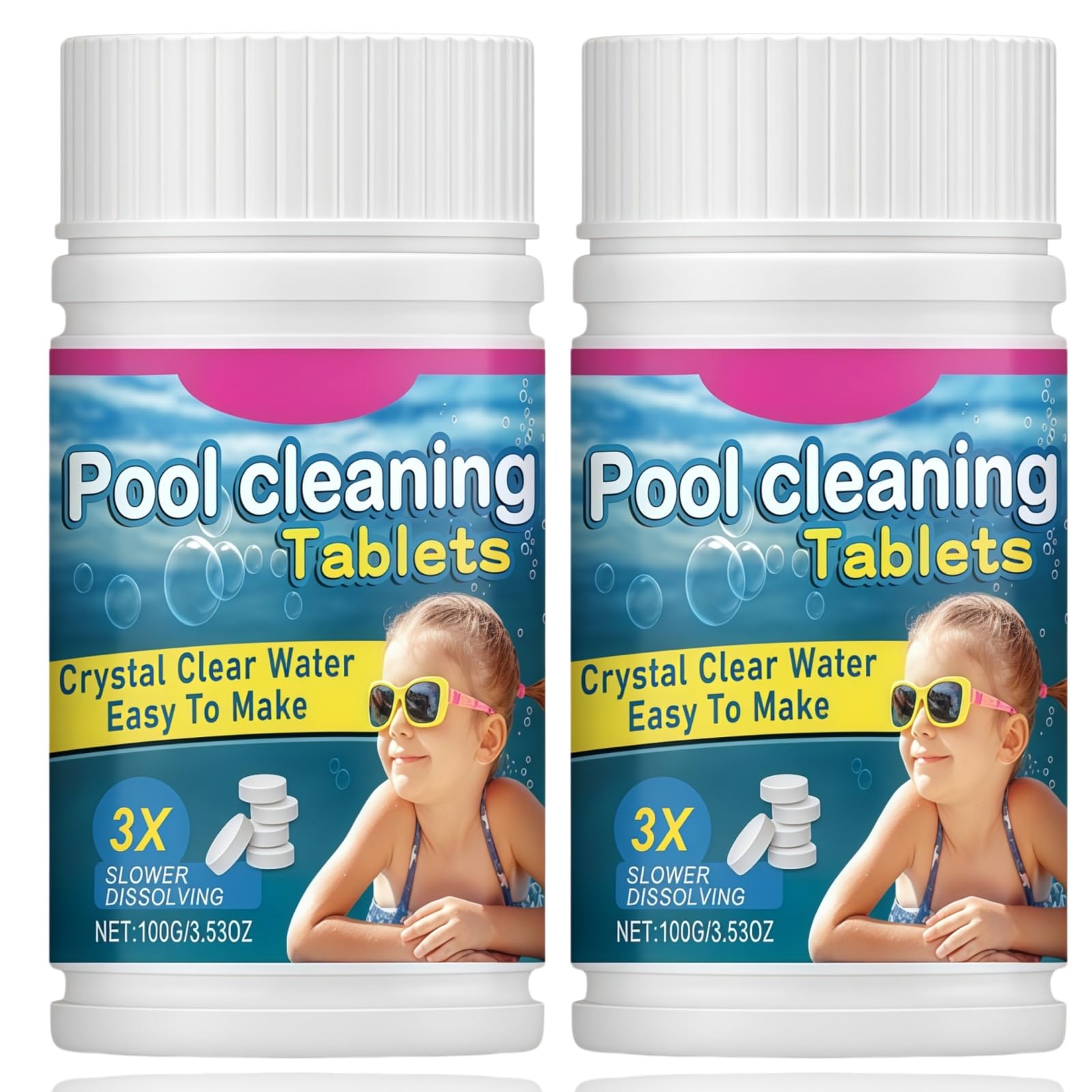 200PCS Clearwater Multifunction Chlo/rine Tab/lets for Swimming Pool&Hot Tub,Pool Chlo/rine Tab/lets,Fast Acting Pool Cleaning Tab/lets for Clear Water,for Water Cleaning&Odor Removal,Keep Water Clear
