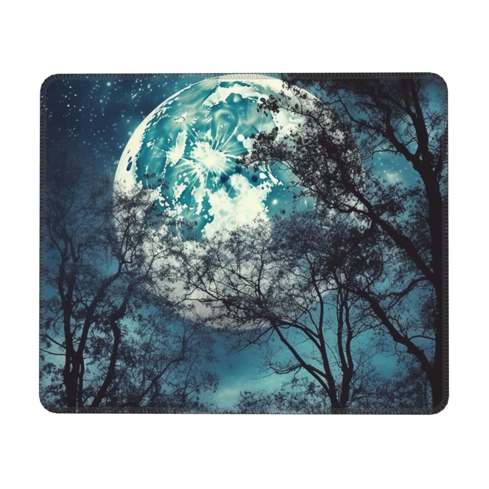 Tapis De Souris Rond Motif Pleine Lune Dans La Nuit - 1 Pièce De 20,3 Cm - Pour Ordinateur Portable De Bureau - Joli Tapis De Voyage Personnalisé