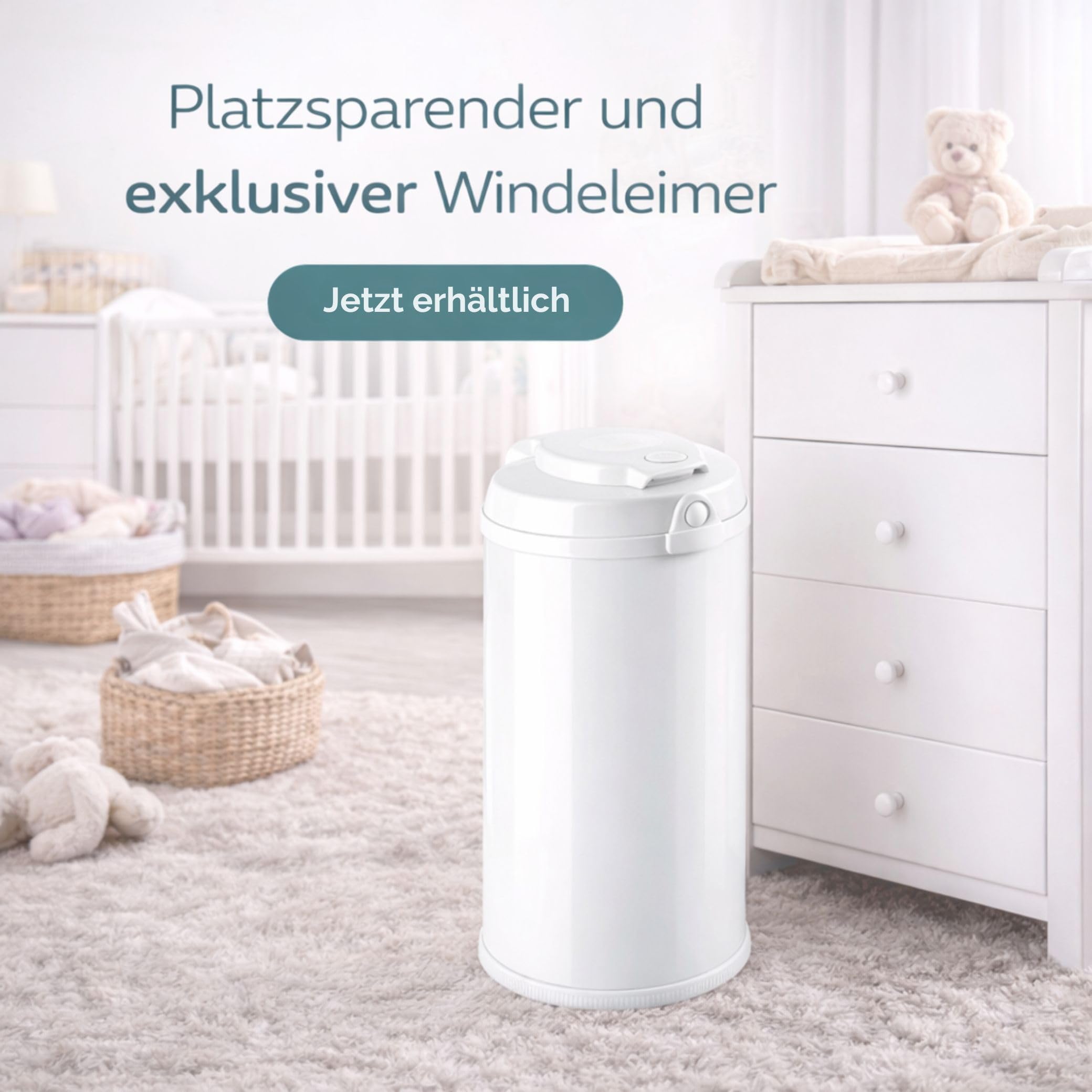 Fillikid Windeleimer Exklusiv 30 L Metall geruchlos für normale Müllbeutel