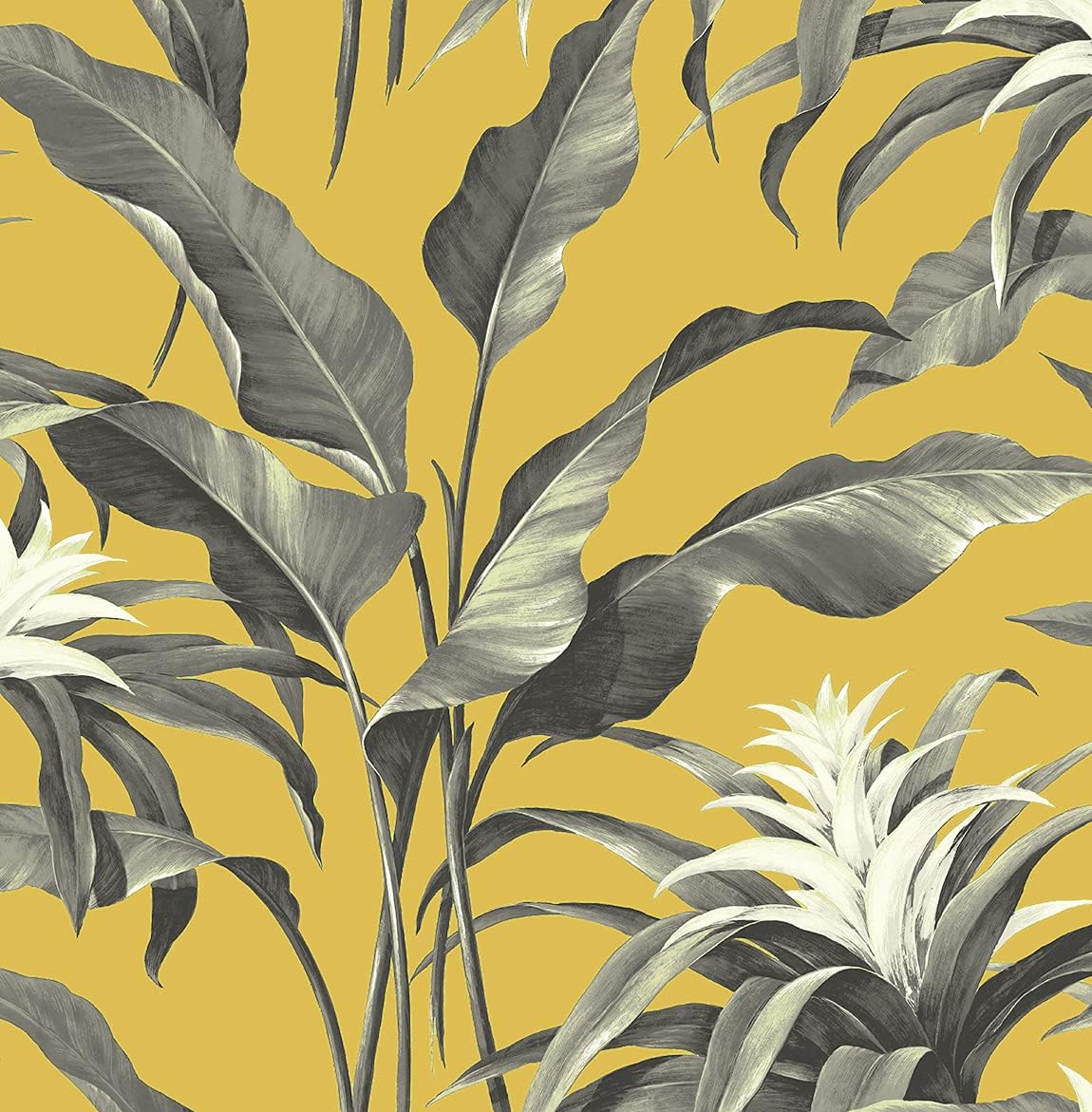 NextWall Stacy Garcia Home Palma Tropical Peel and Stick Wallpaper (Golden & Moonstone Grey)