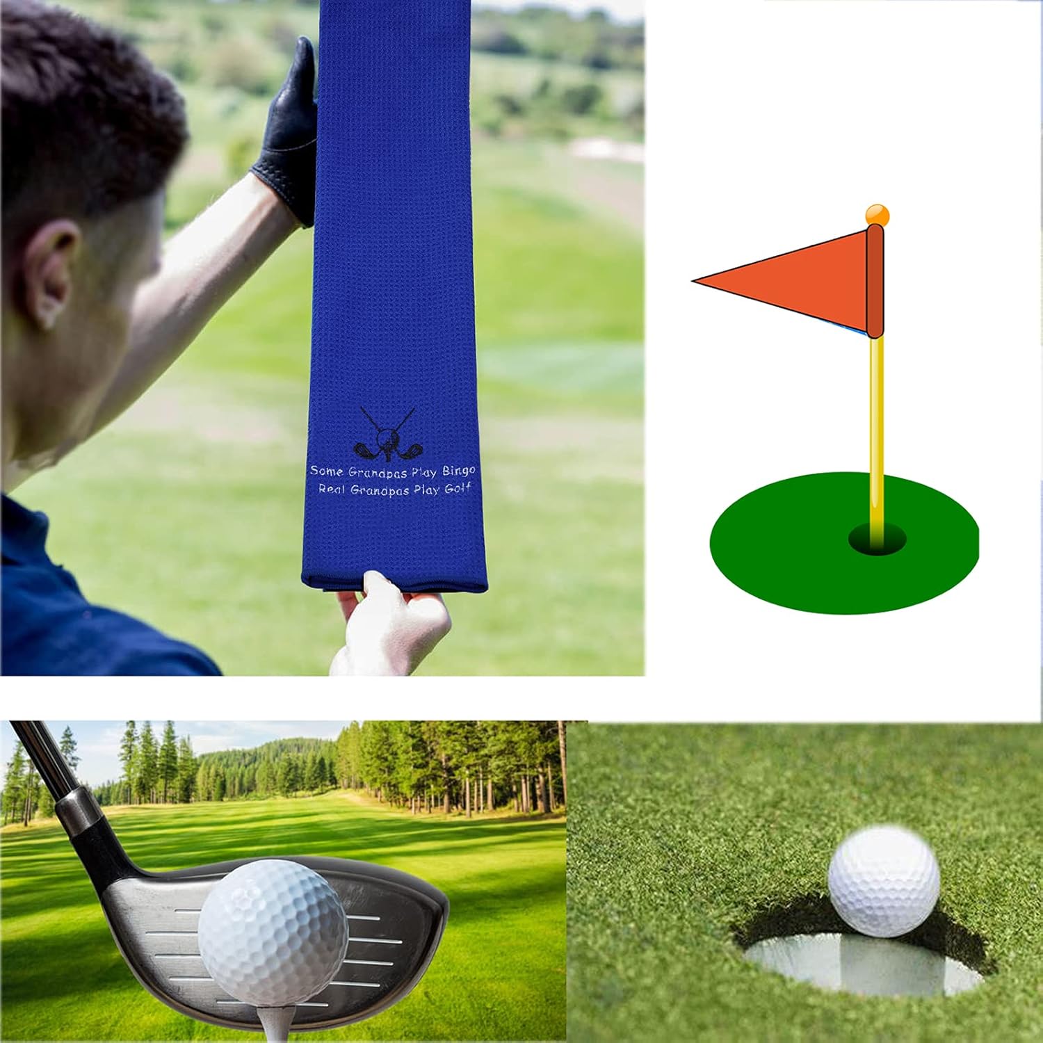 review PXTIDY Grandpa Golf Towel Grand Father Golfer Gift Some Grandpas Play Bingo Real Grandpas Play Golf Embroidered Golf Towel Gift for Grandfather (Blue)
