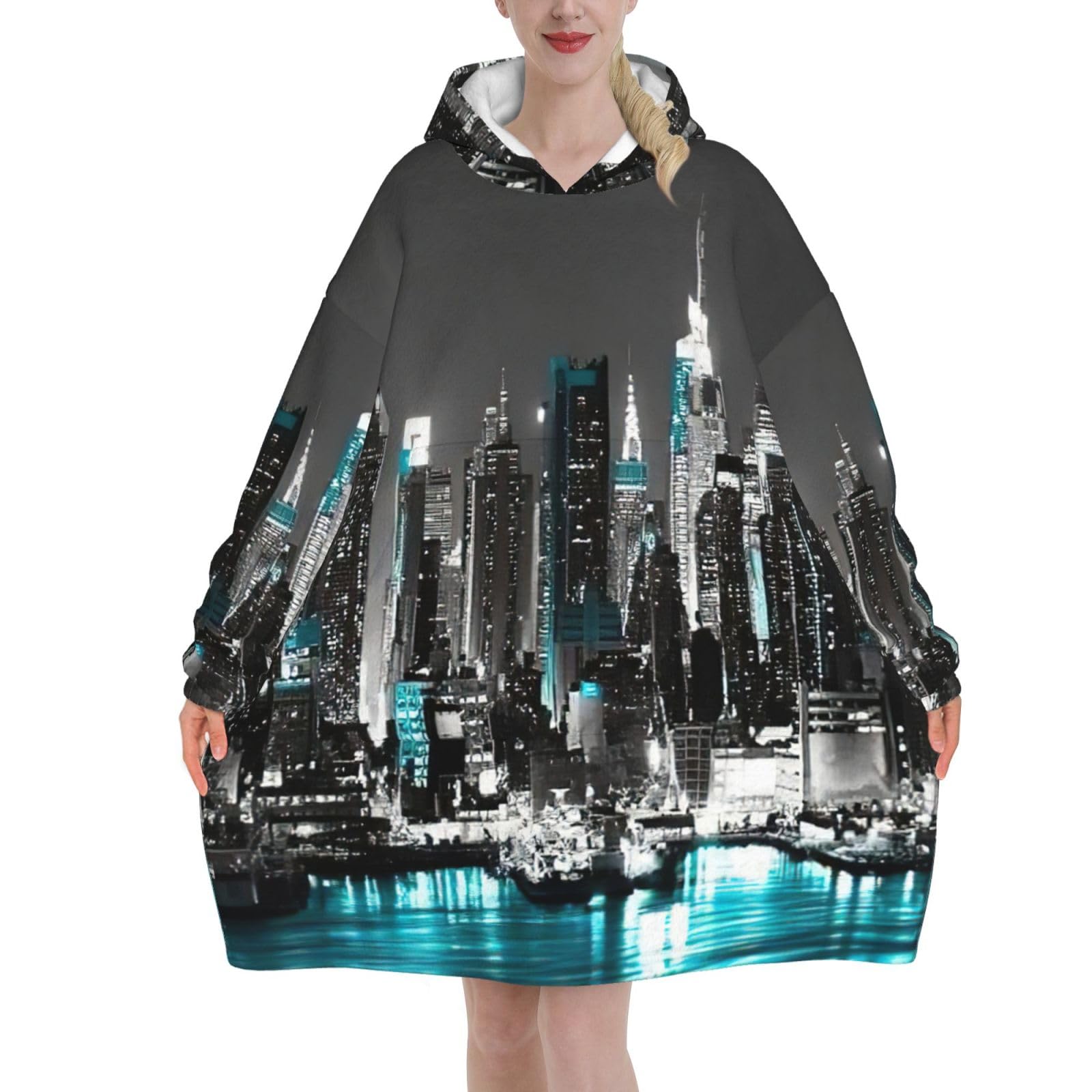 Couverture à capuche imprimée New York, cadeau femme idéal - 8