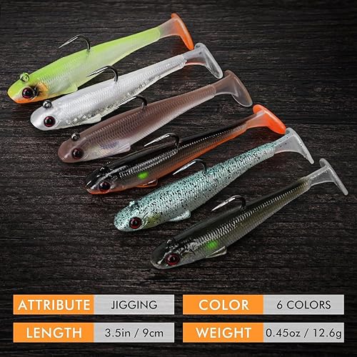 Miniatura 6 de TRUSCEND Easy Catch Pre-Rigged Soft Lures, Unique Vibrating Swim Action and Trembly Sinking Move for More Bites, Amazing Soft Swimbait for Family