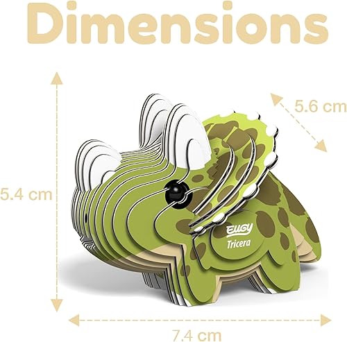 Miniatura 3 de EUGY Rompecabezas de papel 3D ecológico Tricera 006 nuevo sello