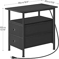 Vista 3 de HOOBRO End Table with Charging Station, Narrow Side Table, Nightstand with 2 Non-Woven Drawers, Slim Sofa Side Table, for Small Spaces, Living Room