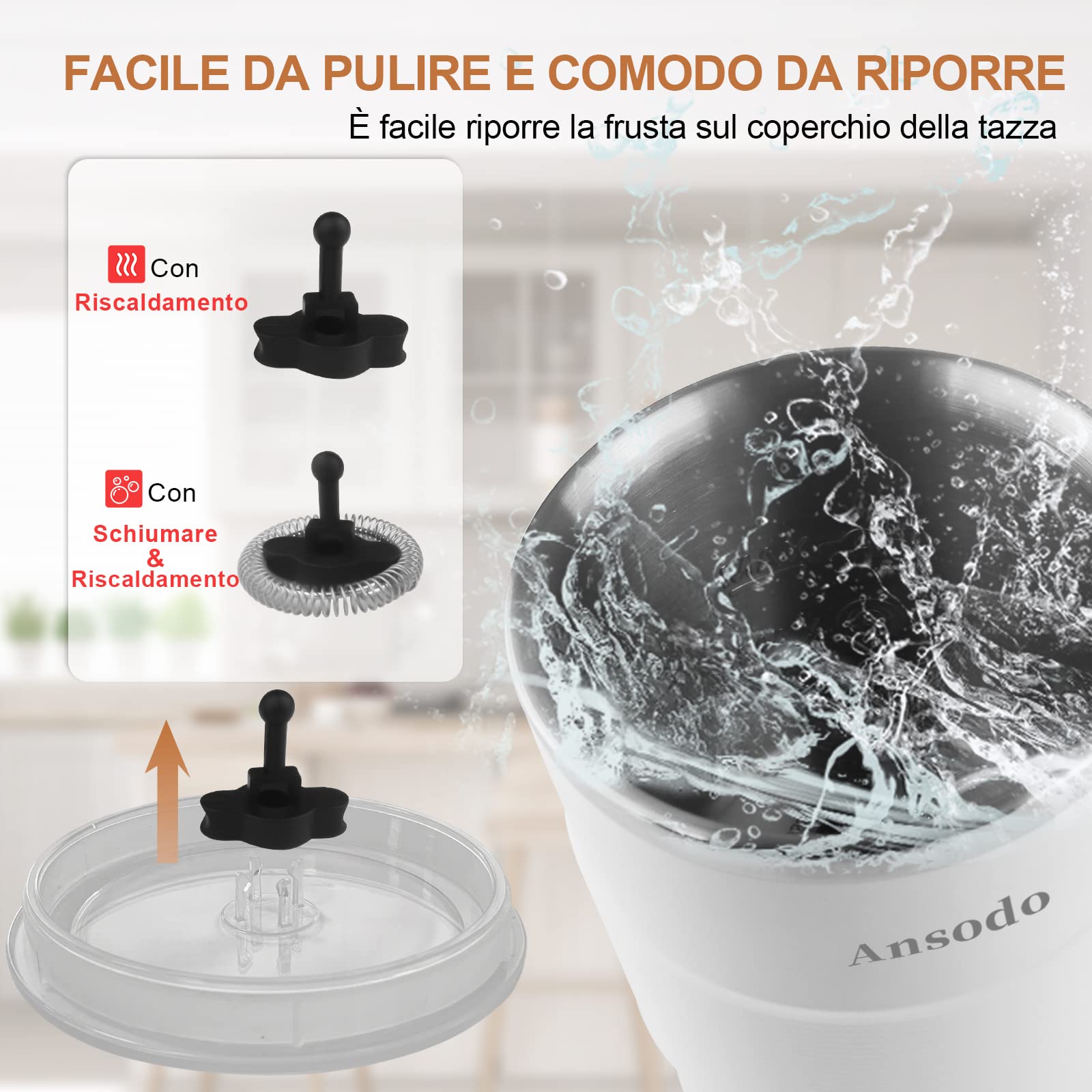 NWOUIIAY Montalatte Elettrico 5 In 1 - Schiumatore Per Cappuccino E Bevande Calde 350ml - Foto 6
