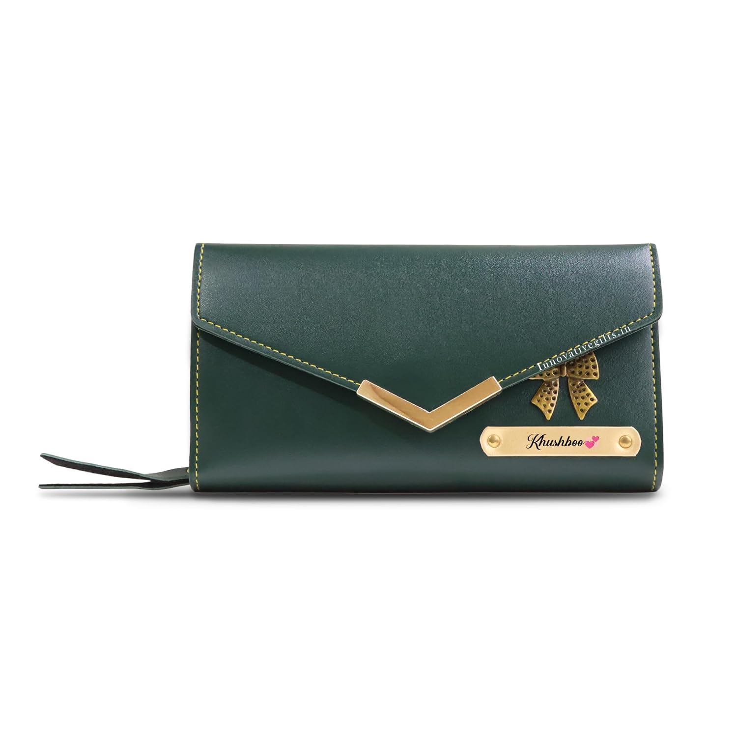 Innovative Gifts Women's Personalized Leather Wallet with Name & Charm I Customized 3-Fold Ladies Clutch I Stylish Purse G