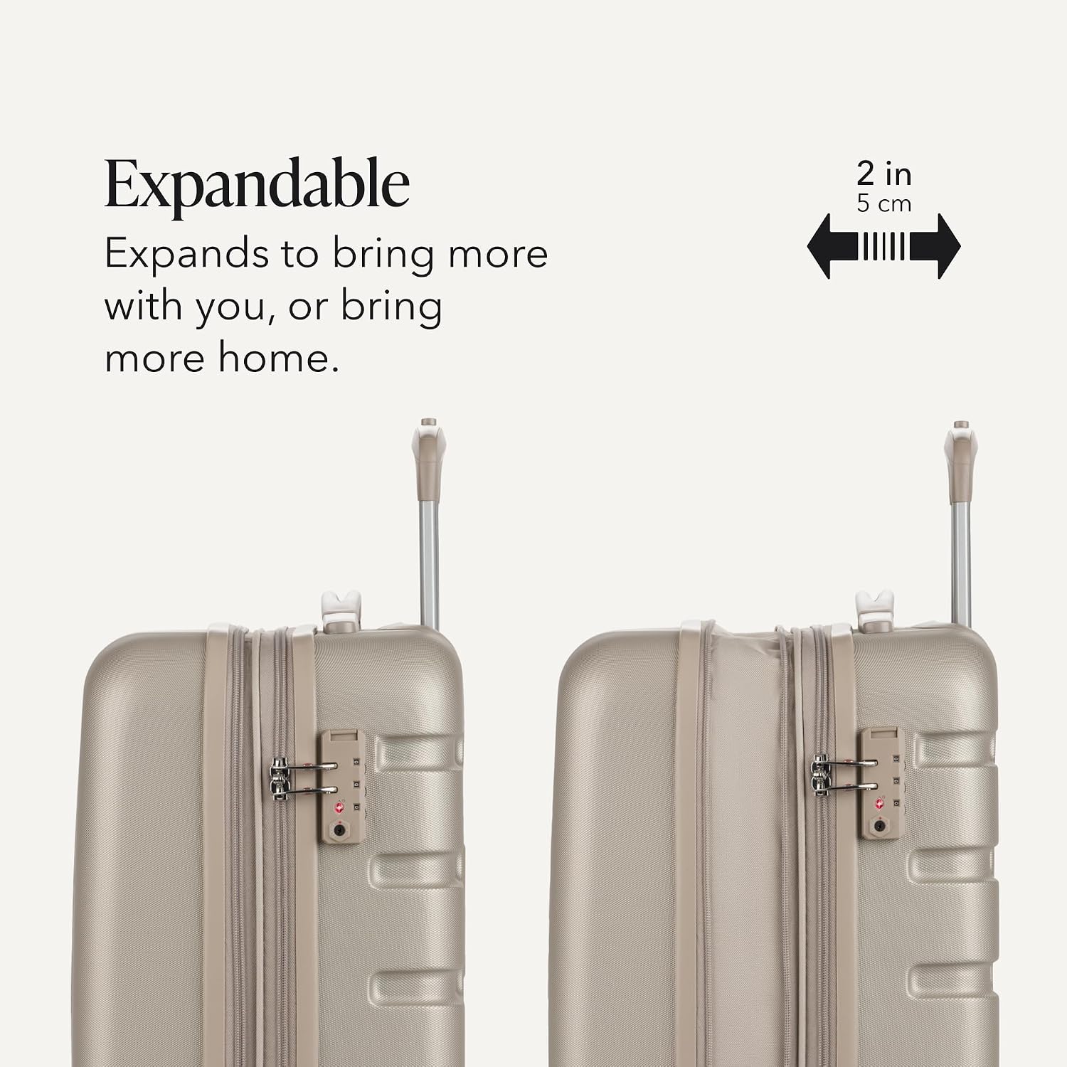  Signature Carry-On/Large Hardside Expandable Spinner Luggage Set, ABS Construction, TSA-Friendly Lock, Sand, 2-Piece Set (19/27-Inch) thumbnail