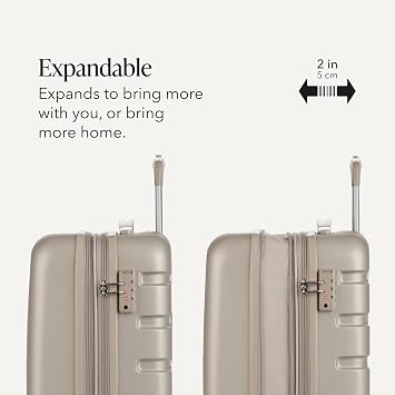 SWISSGEAR Signature Carry-On/Large Hardside Expandable Spinner Luggage Set, ABS Construction, TSA-Friendly Lock, Sand, 2-Piece Set (19/27-Inch)