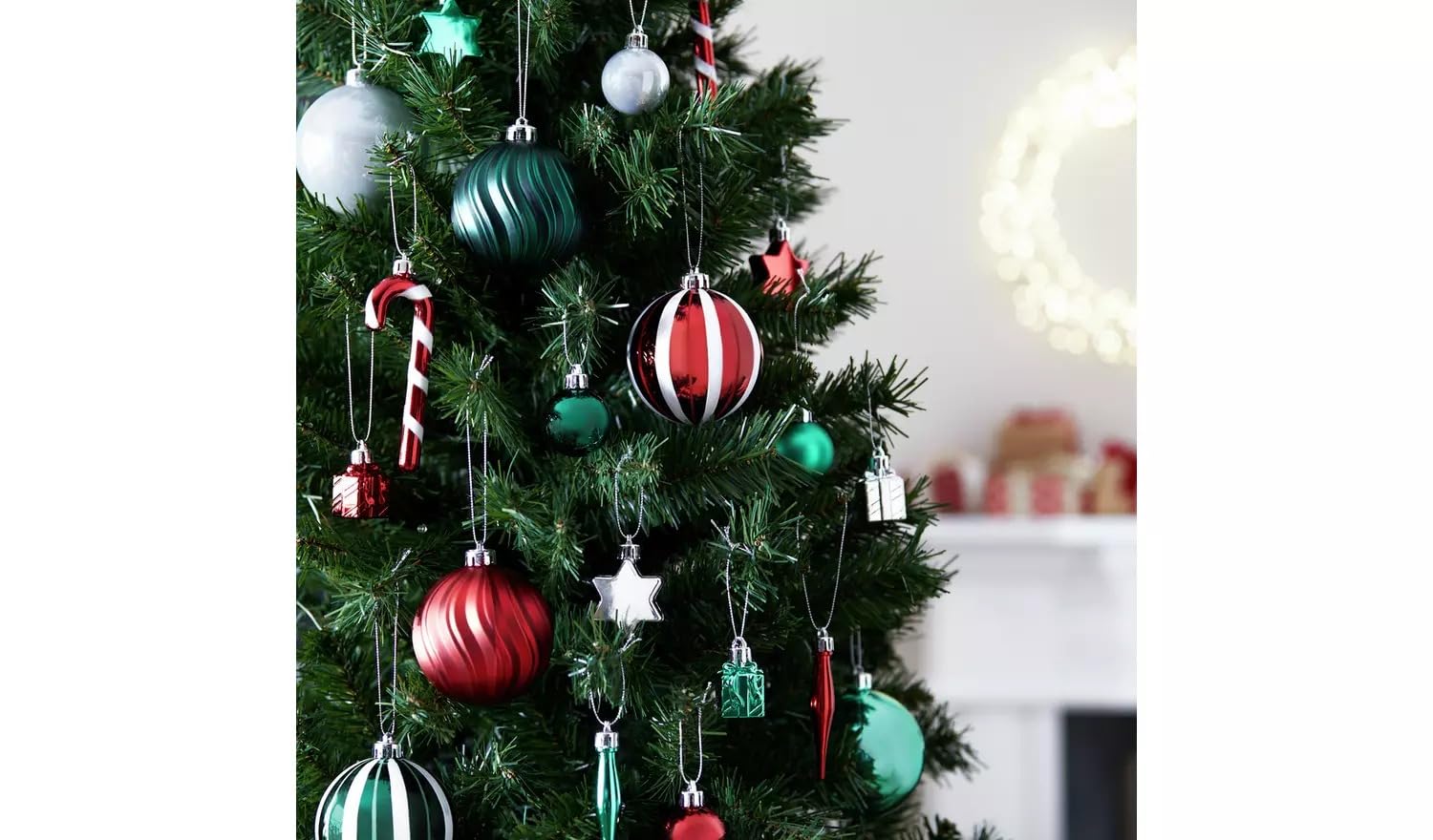 Pack Of 49 Christmas Baubles- Red, Green & Silver