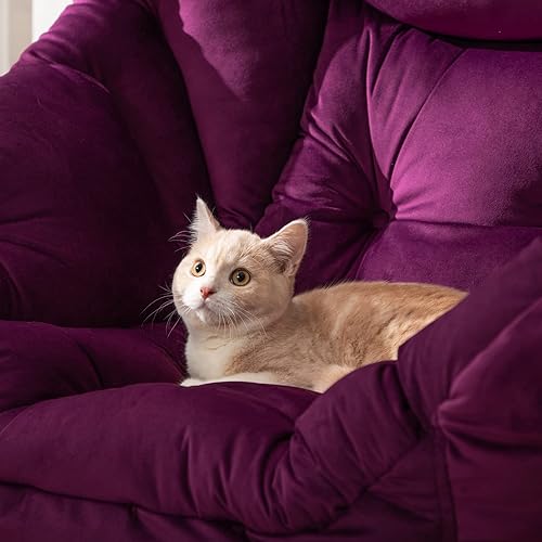 Miniatura 7 de HollyHOME Silla perezosa grande de tela, silla de lectura decorativa, acogedora silla de salón con reposabrazos, silla de sofá de ocio para sala de