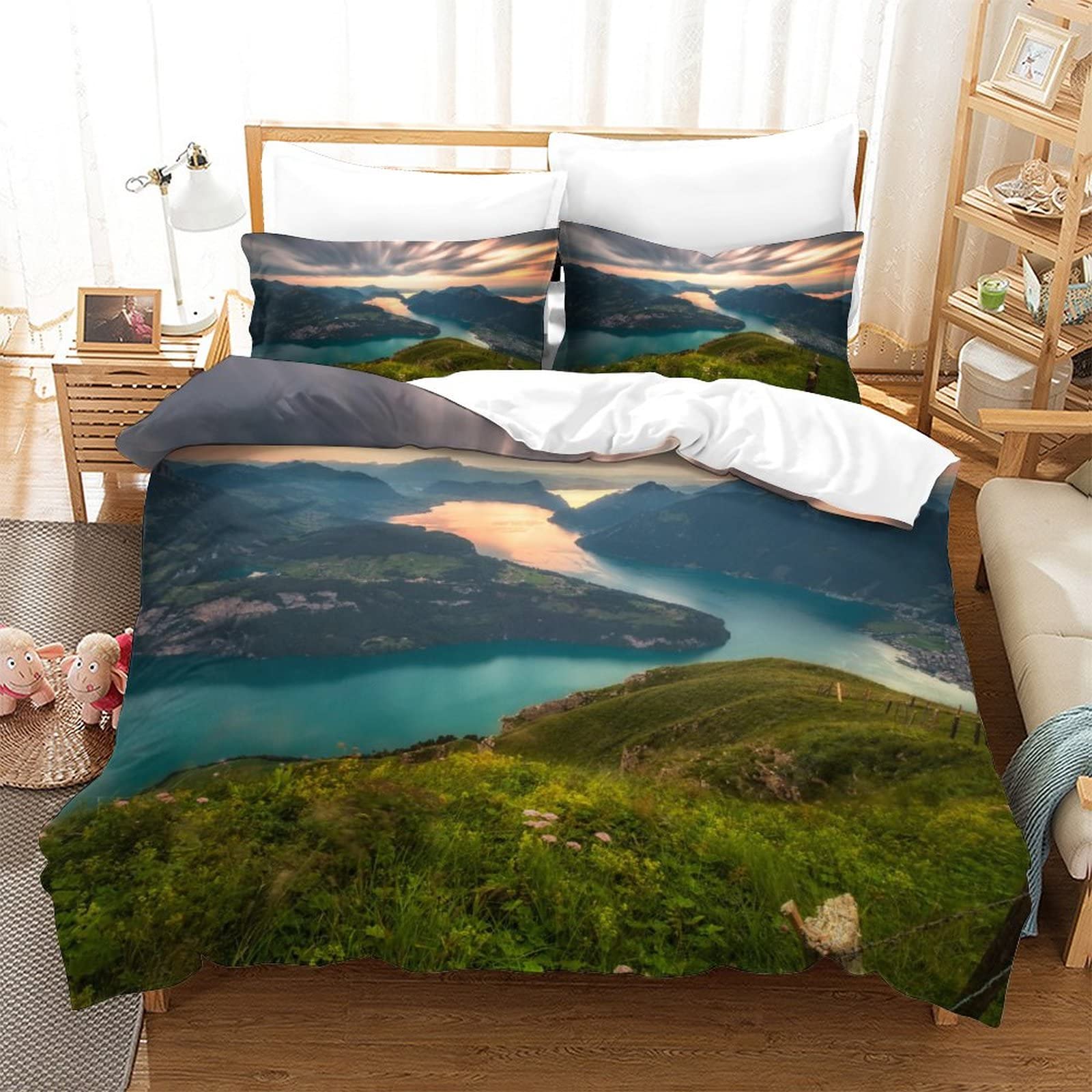 Housse de couette Alpes 3D créez une ambiance chalet de montagne