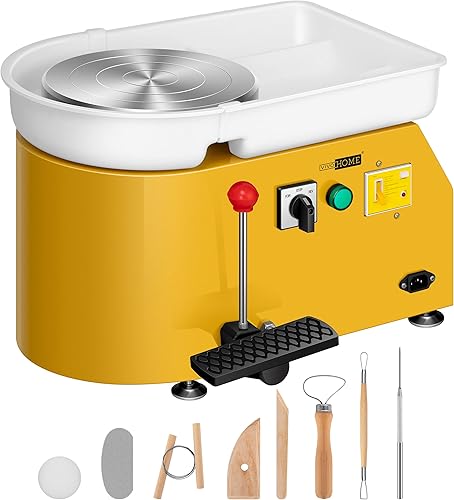 Miniatura 9 de VIVOHOME Rueda de cerámica de 9.8 in que forma la máquina 350 W herramienta eléctrica de arcilla DIY con pedal de pie y lavabo desmontable para