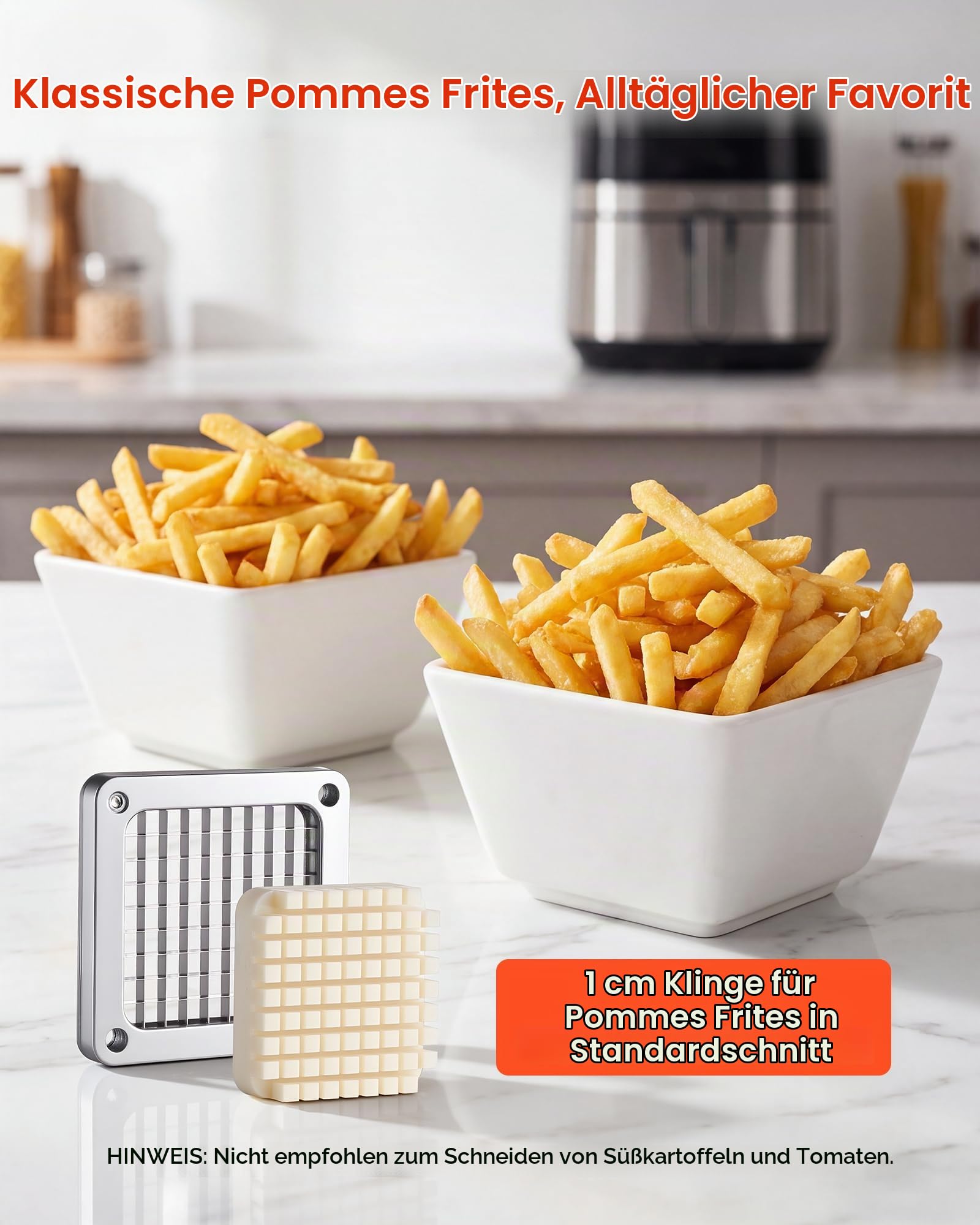 VEVOR Pommes-Frites-Schneider, Kartoffelschneider mit 3/8 Zoll Klinge aus 420J2-Edelstahl, Pommesschneider, Frittenschneider, Obstschneider, mit Ergonomischem Griff, für Restaurants Cafeterias