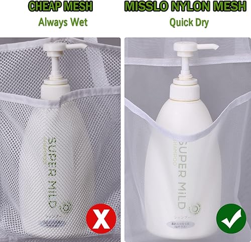 Miniatura 6 de MISSLO Organizador de ducha de malla para colgar 15 bolsillos sobre la puerta de baño + 8 bolsillos organizador de ducha de malla