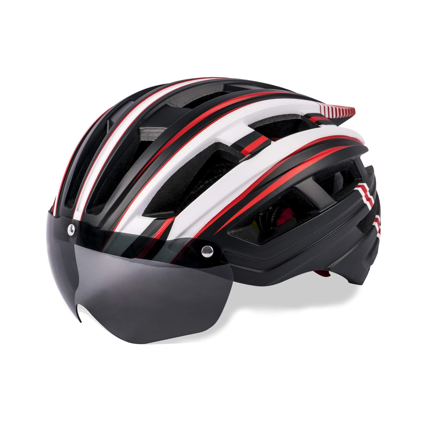Sunrimoon Cycle Bike Helmet Adult - Cycling Helmet with Magnetic Goggles Visor Shield & USB Rechargeable Rear Light for Men Women Road & Mountain Bicycle helmets…