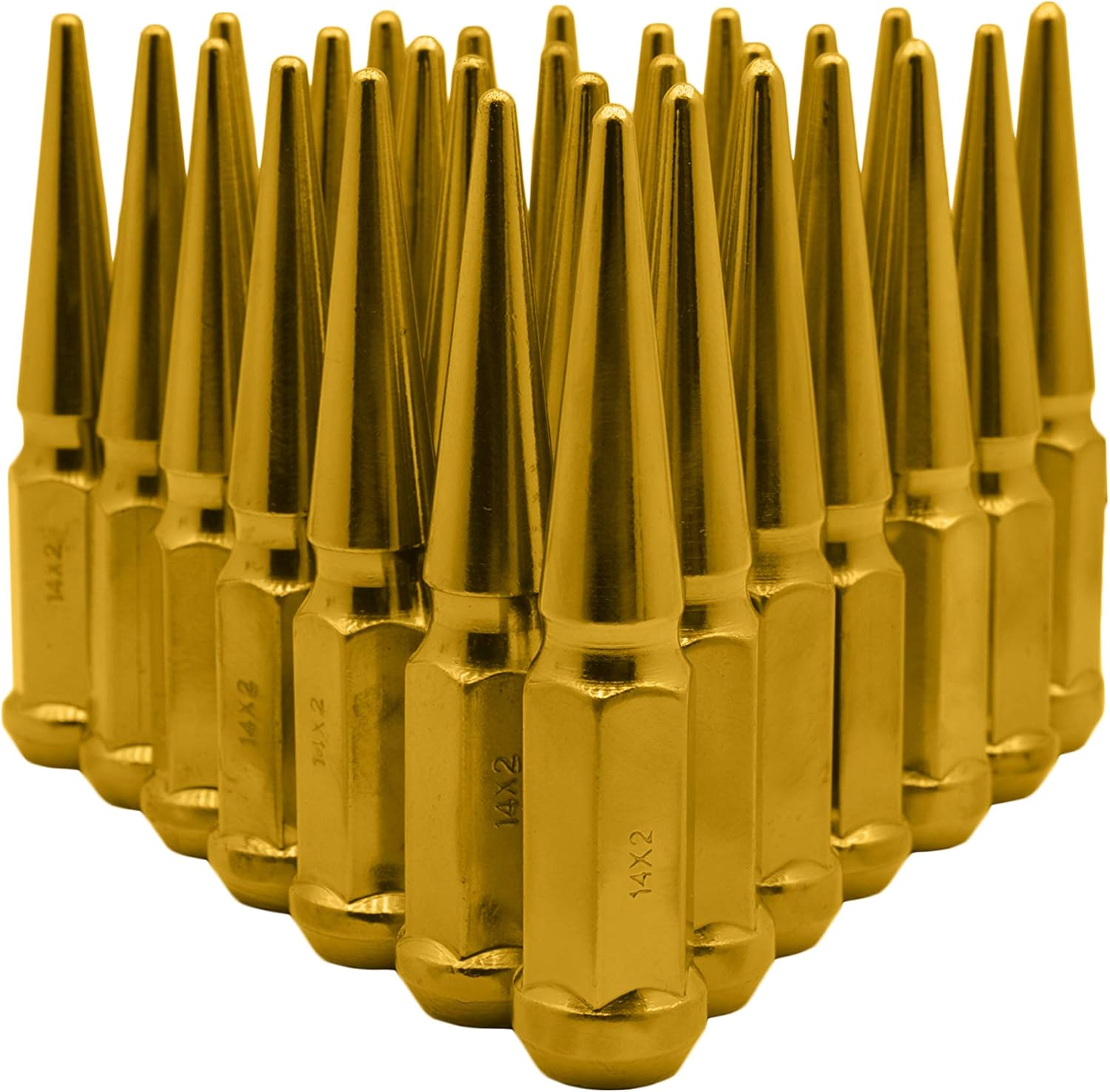 Venum wheel accessories 32 Pc Candy Gold Spike Lug Nuts Powder Coated Steel 4.5