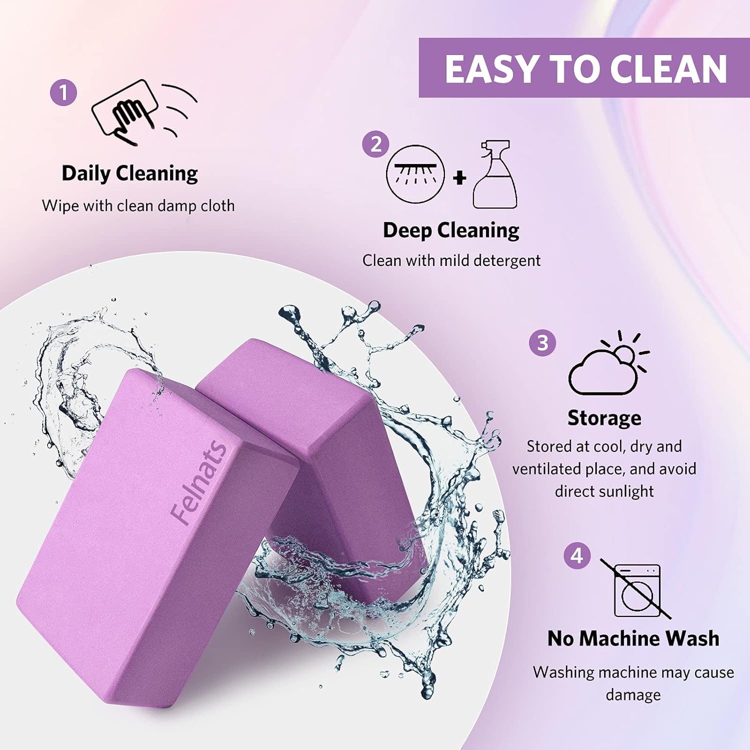 Felnats Fitness Yoga Block (Pack of 2) with Yoga Strap Set, High Density Non-Slip EVA Foam for Pilates Meditation (Purple) : Sports & Outdoors