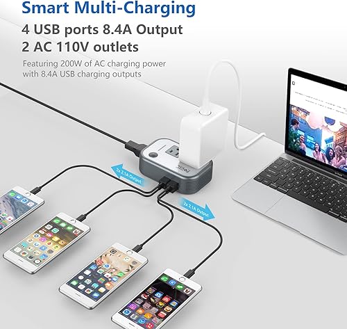 Miniatura 4 de FOVAL Convertidor de voltaje de 240 V a 100 V con adaptador de viaje internacional USB de 4 puertos para China Reino Unido Europa etc - Uso para