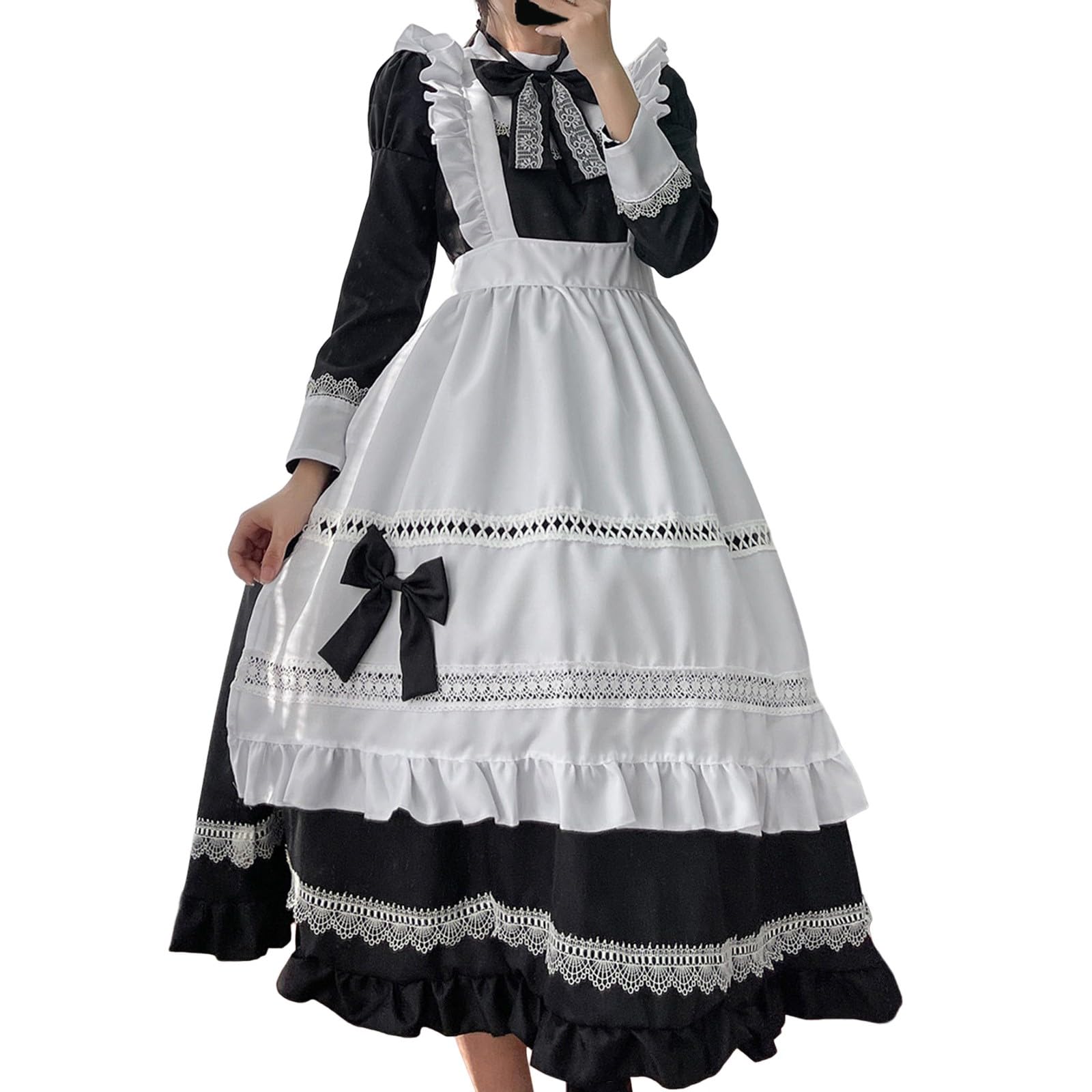 Generisch Dienstmädchen Kostüm Maid Kostüm Outfit Set Niedliche Maid Cosplay Kleid Für Halloween Cosplay Kostüm Dienstmädchen Kostüm Lolita Dress Lolita Faschingskostüm Anime French Maid Dress