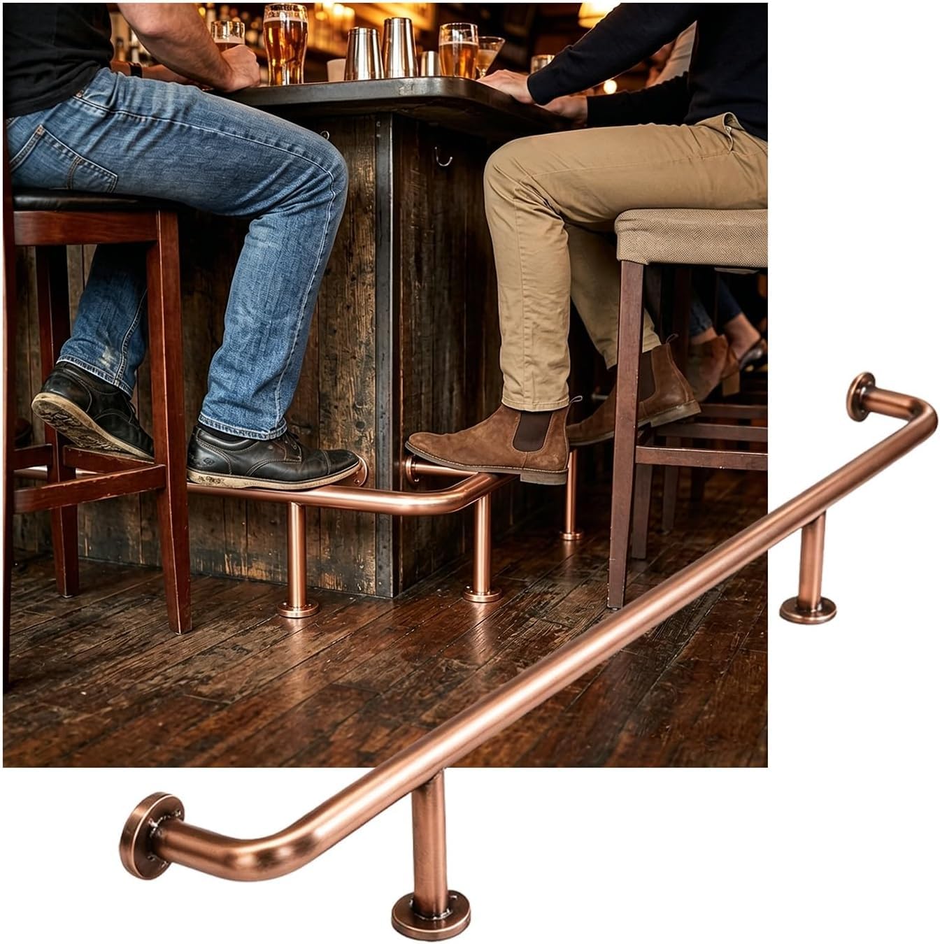 Epano Rose Gold Lxxw Bar Foot Rail Counter Bar Foot Stainless Steel Rail Bars Feet Rails Kit For Indoor & Outdoor Restaurant Kitchen Cafe Library(,3.0M/9.84Ft)